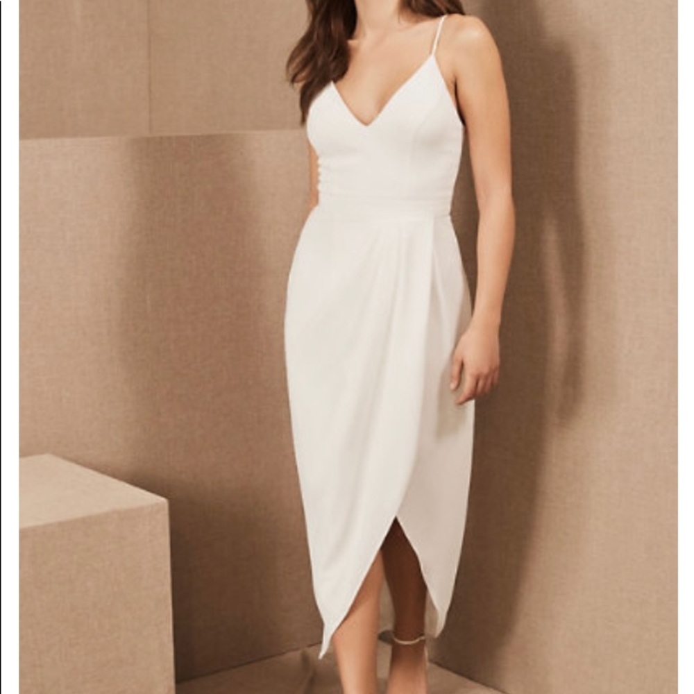 BHLDN Caron V-Neck Crepe Dress Size 2  Ivory - NEW